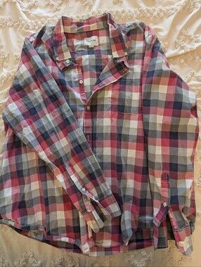 Goodfellow & Co Red, Blue & Red/Pink Plaid Button-Up Shirt